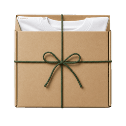 Kraft shipping box with white T-shirt icon
