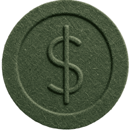Dark green currency seal icon